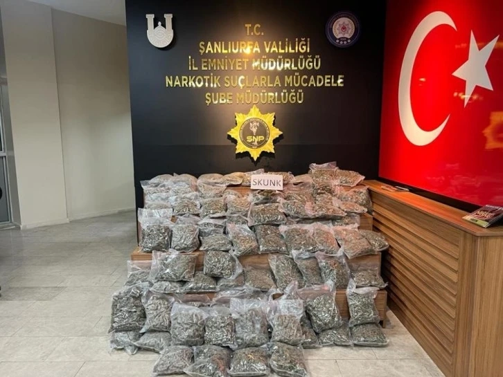 Şanlıurfa'da 46 kilo 500 gram skunk ele geçirildi