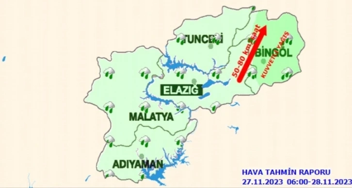 Meteoroloji Bingöl için kuvvetli yağış ve rüzgar uyarısı yaptı