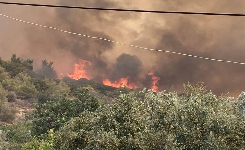 Mersin'deki yangın havadan görüntülendi