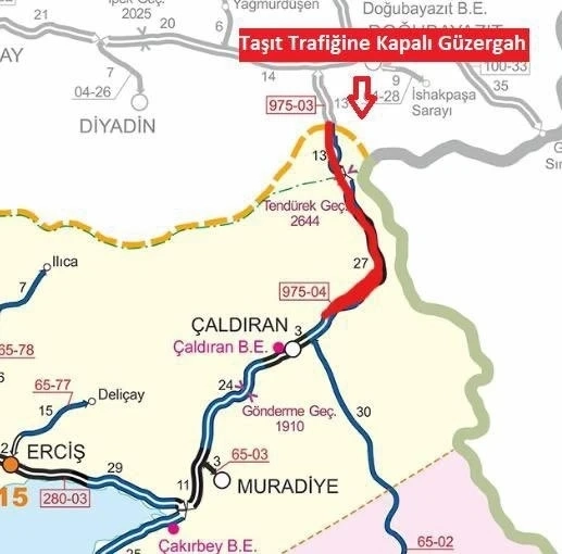 Van'da Tendürek Geçidi tipi nedeniyle trafiğe kapatıldı