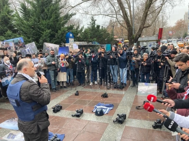 Ankara daki Gazeteciler Gazze’de öldürülen gazeteciler için bir araya geldi