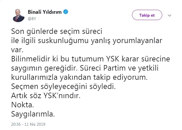 Binali Yıldırımdan Seçim Süreci Açıklaması