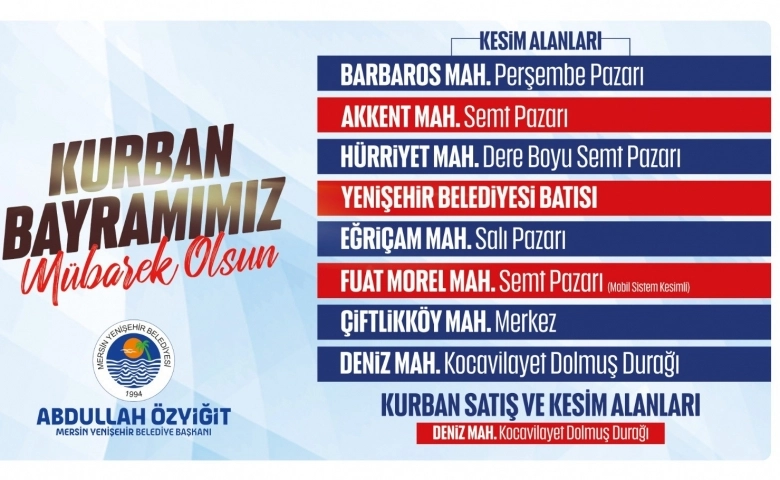 Yenişehir Belediyesi ilçedeki kurban kesim yerleri belirlendi