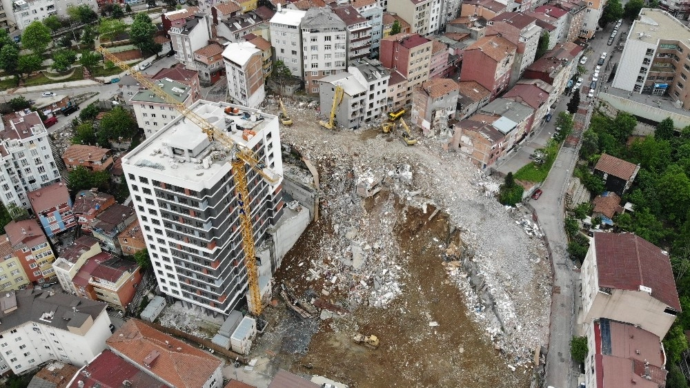 Kağıthanede Yıkım Çalışmalarındaki Son Durum Havadan Görüntülendi