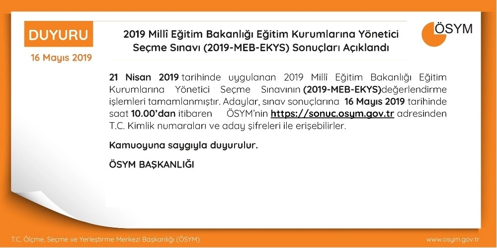 Meb-Ekys Sonuçları Açıklandı