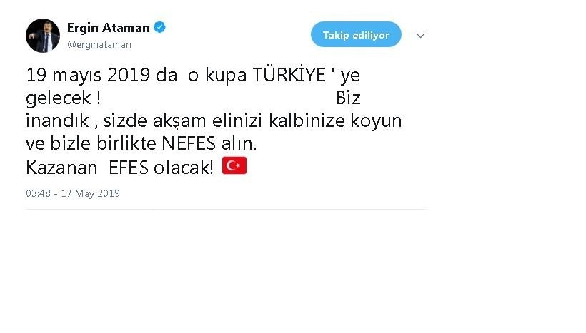 Ergin Ataman: "o Kupa Türkiyeye Gelecek"