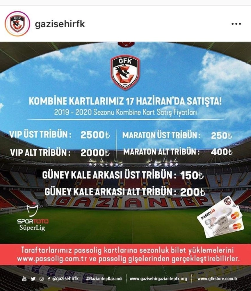 Gazişehir Gaziantepte Kombine Fiyatları Belli Oldu