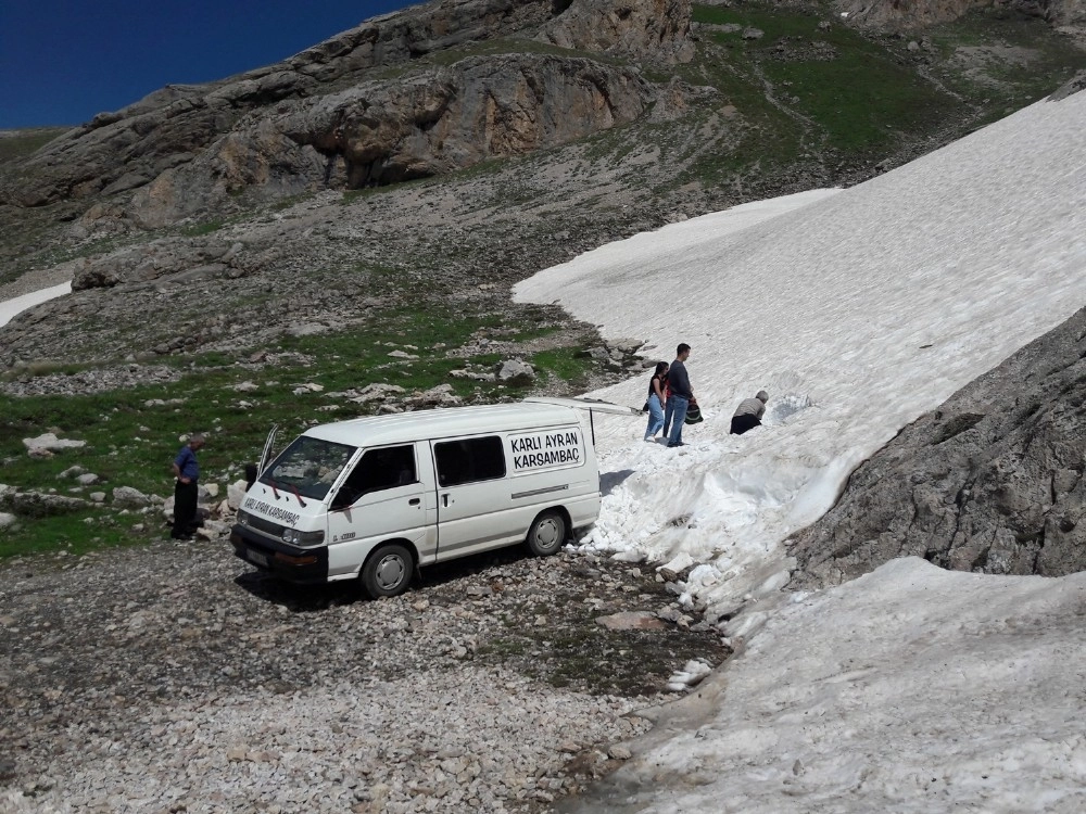 Karlı Ayran Yapmak İçin Dağlara Çıkıyor