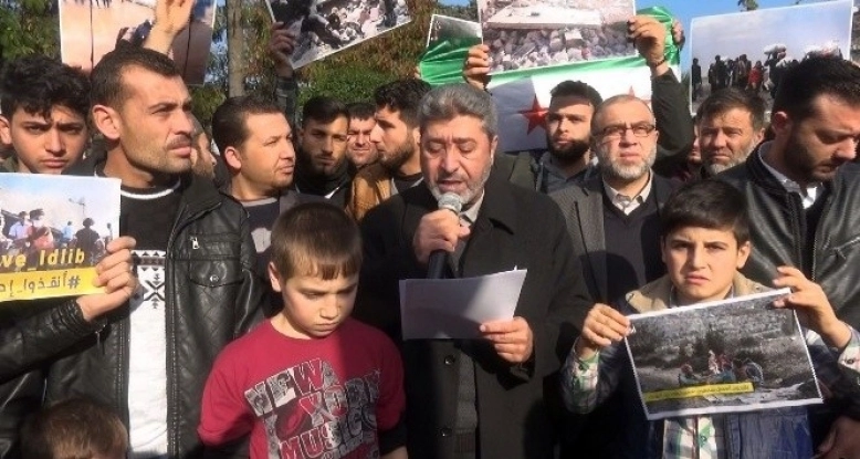 Suriyeliler İdlib'deki saldırıları Hatay'da  protesto etti