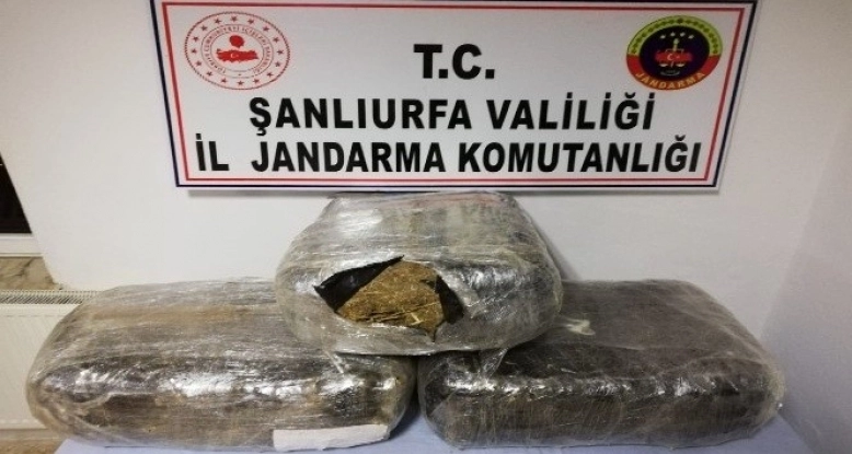 Şanlıurfa da 57 kilo esrar ele geçirildi, 3 kişi tutuklandı