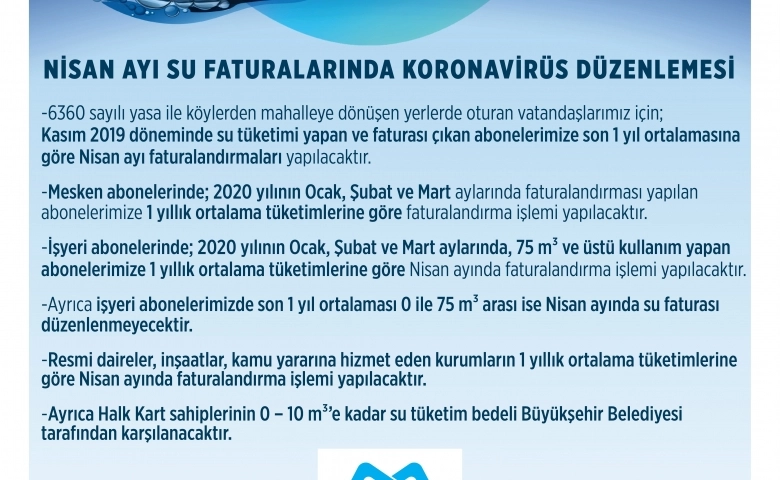 Mersin'de su faturalarında korona virüs düzenlemesi