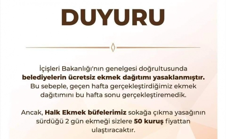 Mersin’de Büyükşehir Belediyesinin ücretsiz ekmek dağıtması yasaklandı