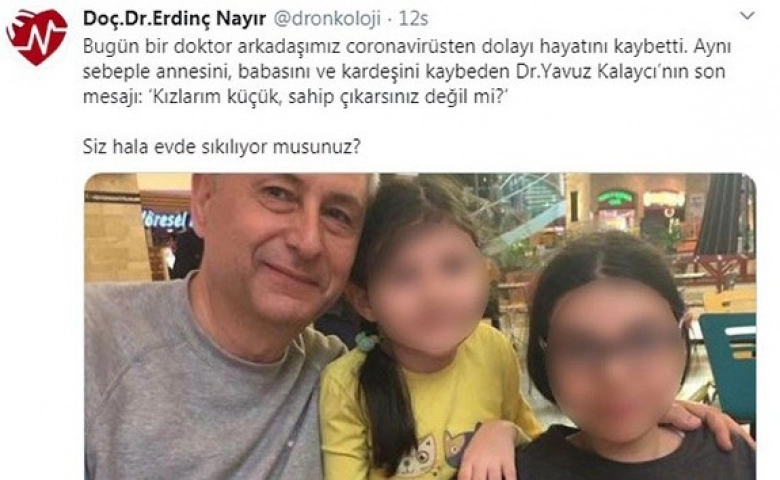 Koronadan ölen doktorun yürek yakan mesajı