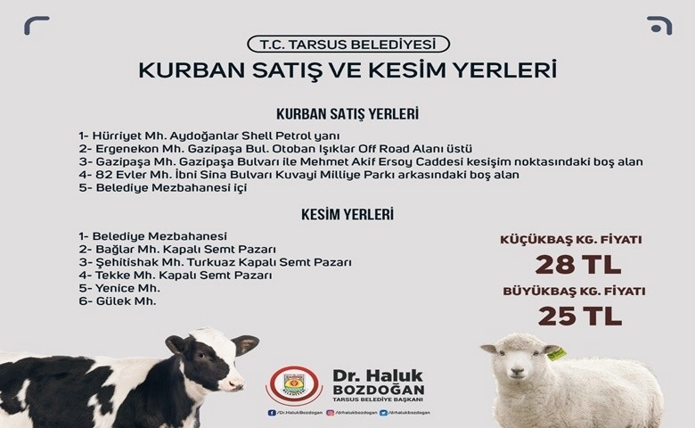 Tarsus’ta kurbanlık fiyatları belirlendi