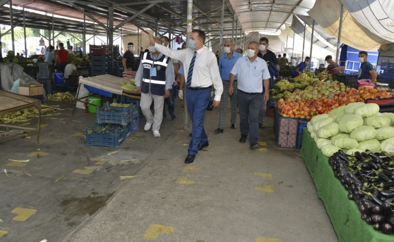 Yenişehir’de semt pazarında ‘Koronavirüs’ denetimi yapılıyor