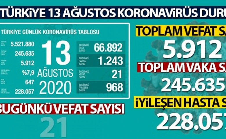 Türkiye'de virüste ölüm 5.912'e yükseldi