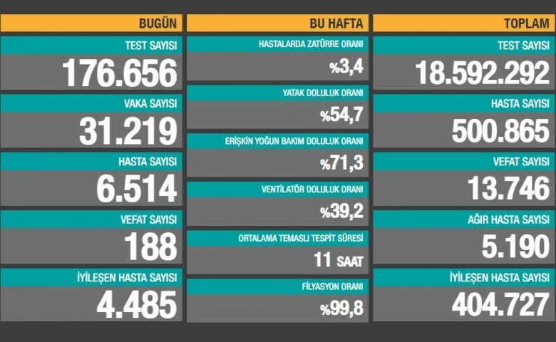 Türkiye’de vaka sayısı 500 bin 865 oldu