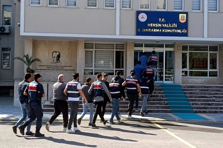 Jandarma Mersin’de suç örgütüne operasyon düzenledi, 18 gözaltı