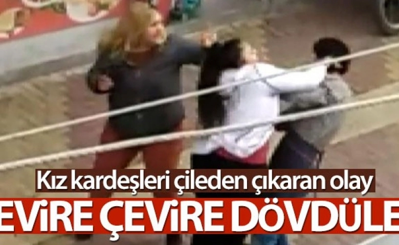 Gölbaşı nda iki kız kardeş bir erkeği sokak ortasında dövdü