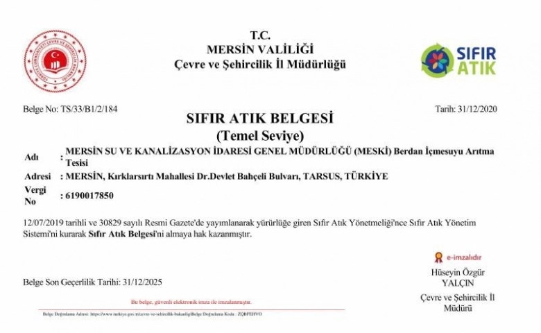 MESKİ Atık Yönetimini ‘Sıfır Atık Belgesi’ ile taçlandırdı