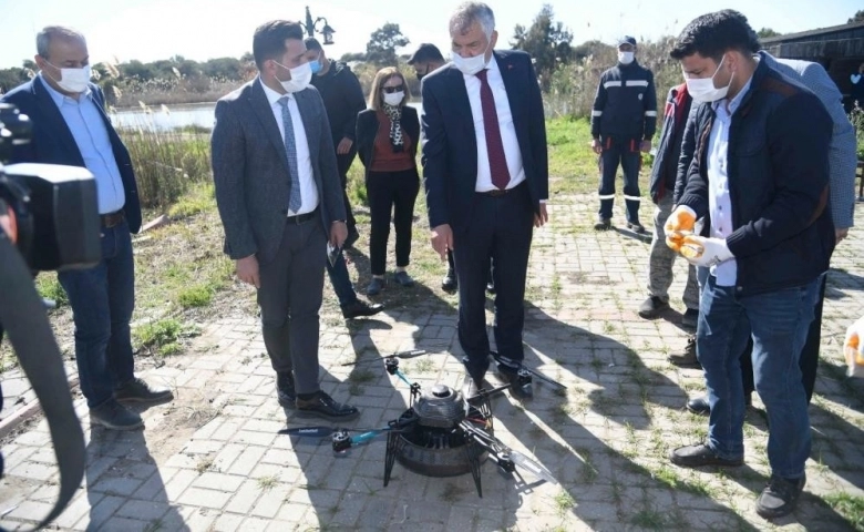 Adana Büyükşehir Belediyesinin dronla ile sivrisinek mücadelesi