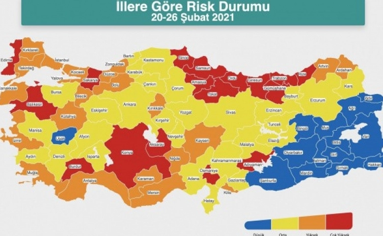 Şehirlere göre Risk Durumu haritası