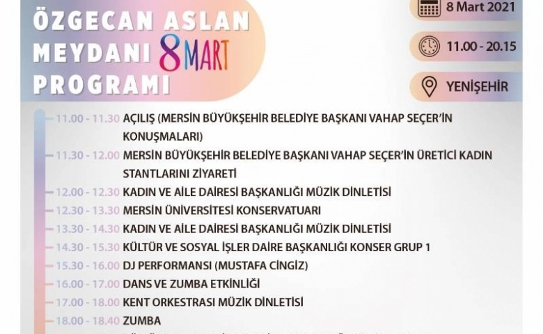 8 Mart  Kadınlar Günü için Mersin Büyükşehir’den yoğun etkinlik