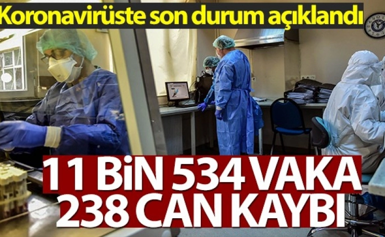 Son 24 saatte 11.534 koronavirüs vakası tespit edildi