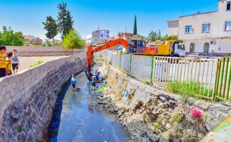 Ceylanpınar Antep Deresinde temizlik çalışması başlatıldı