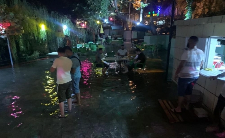 Fırat'ta su seviyesi yükseldi, çay bahçelerini su bastı