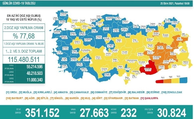 Son 24 saatte korona virüsten 232 kişi hayatını kaybetti