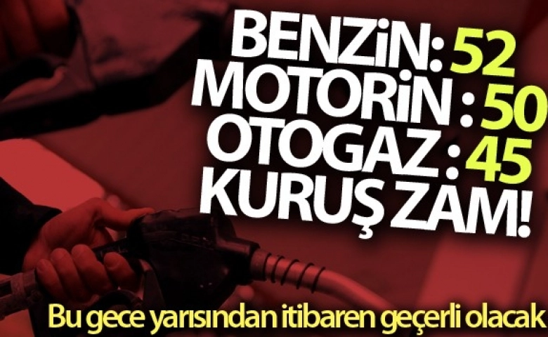 Türkiye’de zamlar yağmur gibi Benzin, motorine ve otogaz yine zamlandı