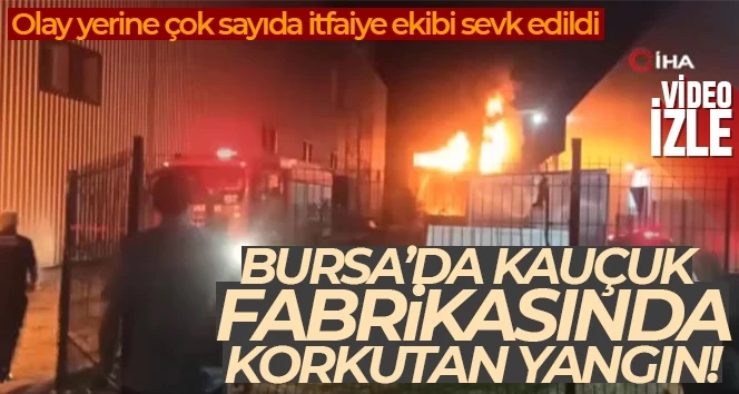 Kauçuk fabrikasında büyük yangın alevler binayı sardı