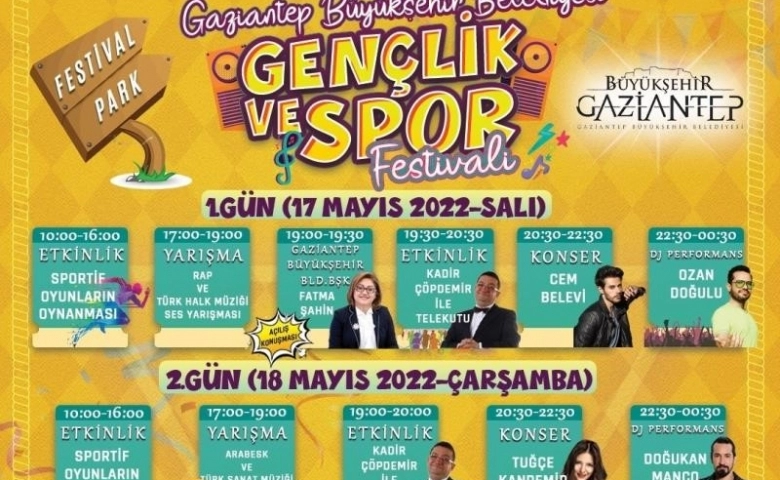 Gaziantep Gençlik ve Spor Festivali başlıyor