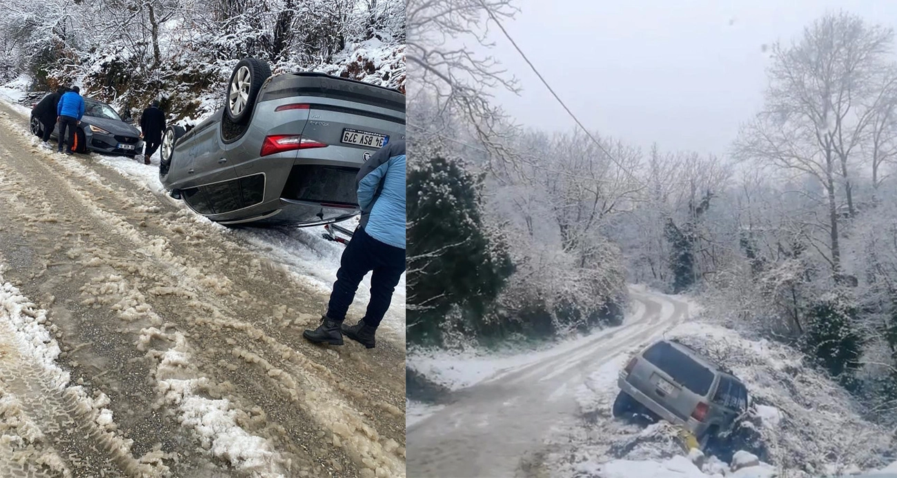 Uludağ yolu çarpışan otomobil pistine döndü, kimileri mahsur kaldı