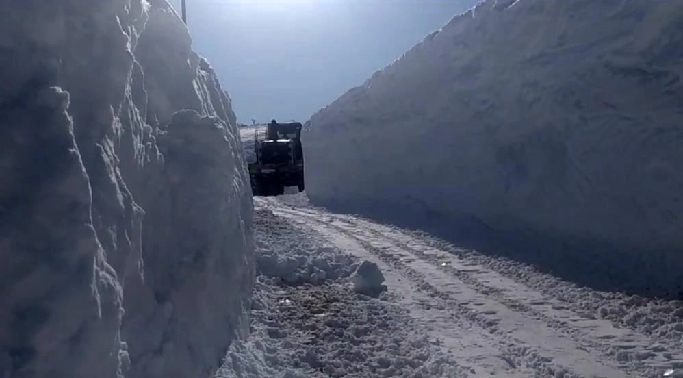 Yüksekova'da 4 metrelik kar tünellerinde çalışma