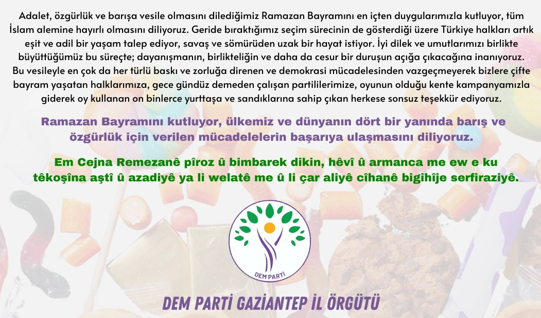 DEM PARTİ GAZİANTEP BAYRAM İLANI