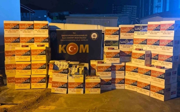 İskenderun da polis 750 bin adet kaçak makaron ele geçirildi