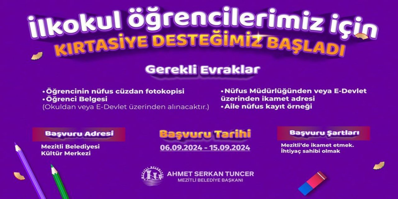 Mezitli Belediyesi öğrencileri unutmadı, kırtasiye desteği veriyor, okulların bakımıyla ilgileniyor