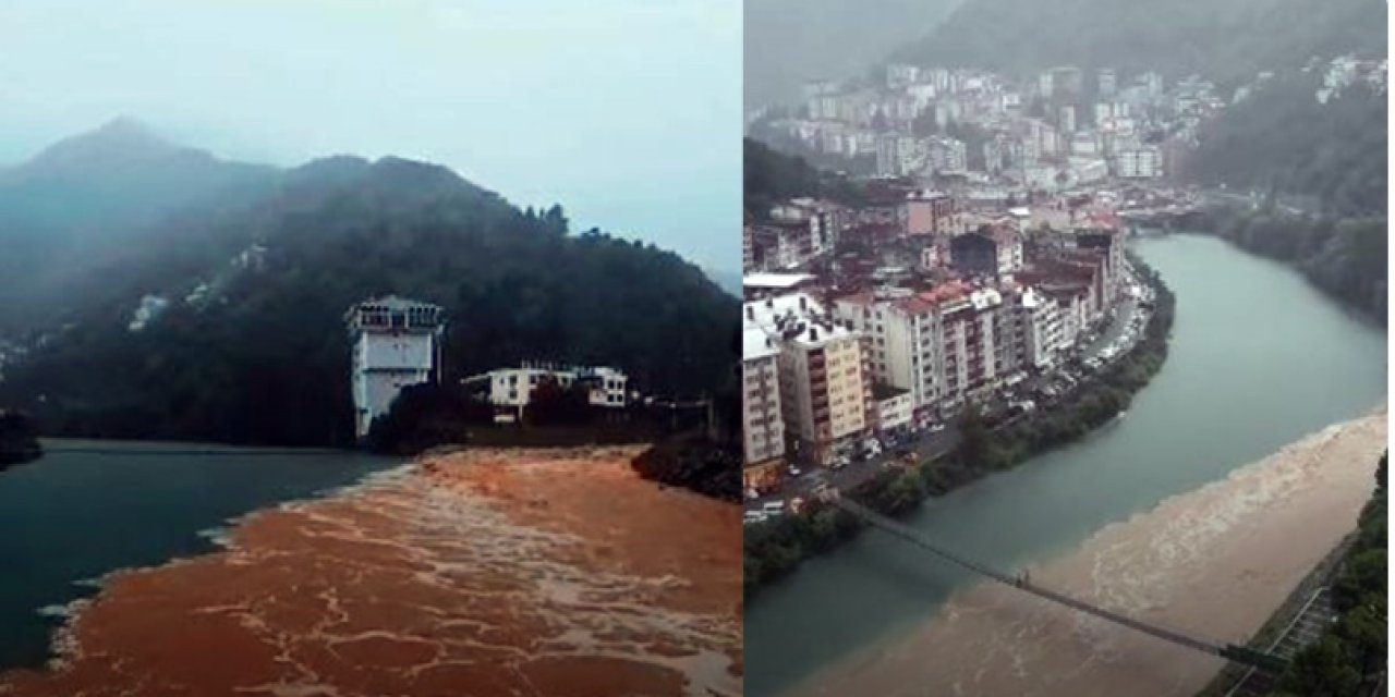 Artvin’de şiddetli yağışta dereler taştı