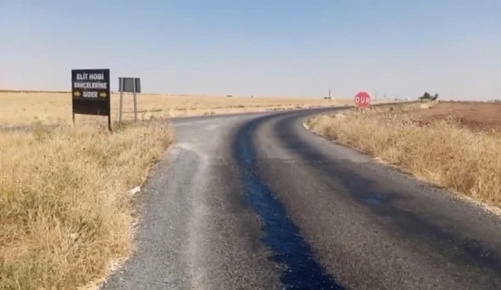 Nusaybin ilçesin' de aşırı sıcaklardan asfalt eridi