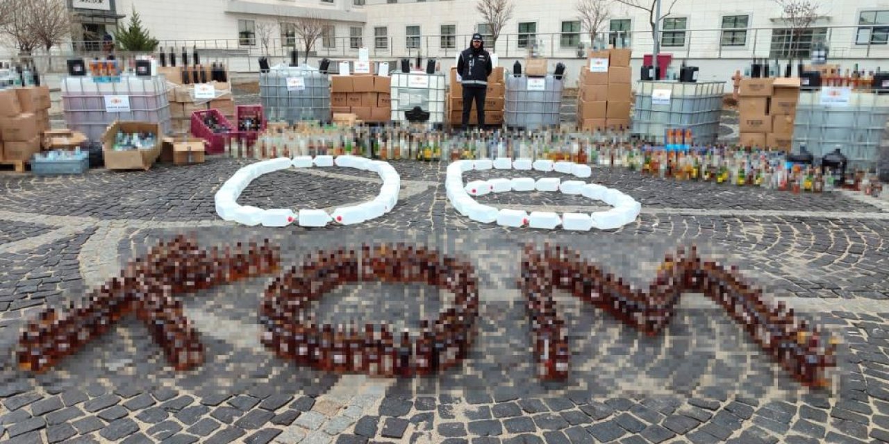 Ankara’da ele geçirilen sahte içkiler sergilendi