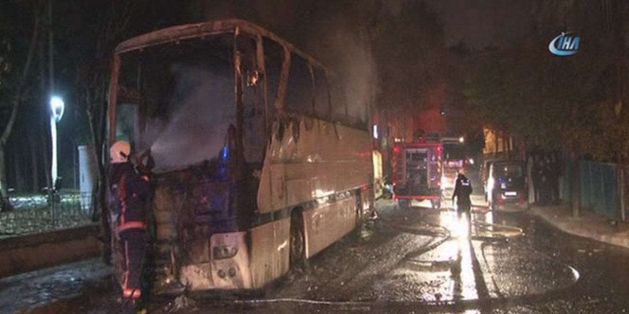 İstanbul’da  şehirlerarası yolcu otobüsünde yangın çıktı