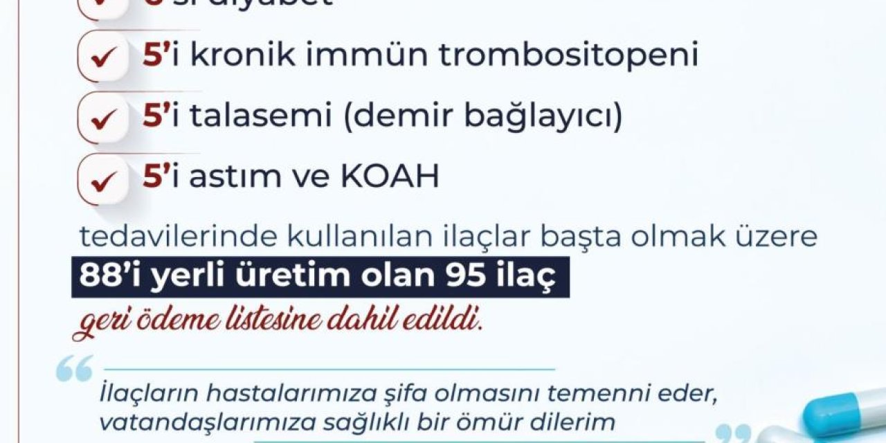 SGK 95 ilacı daha geri ödeme listesine aldı