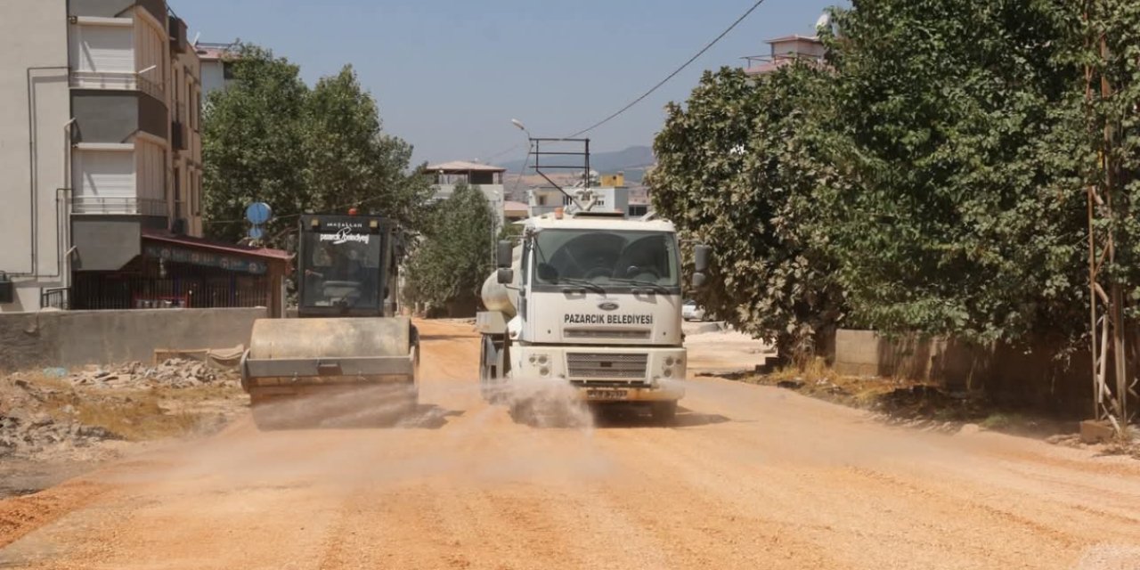 Pazarcık’ta sıcak asfalt calışmaları başladı