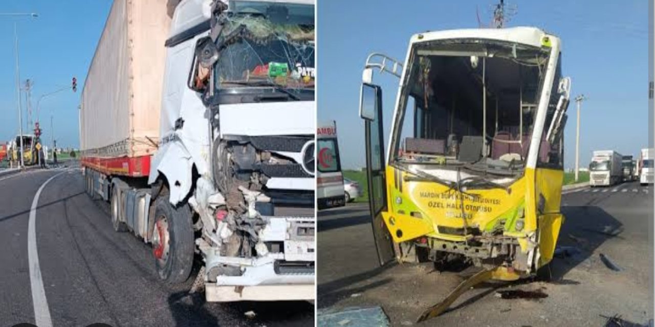 Mardin’de halk otobüsü ile tır çarpıştı: 11 yaralı