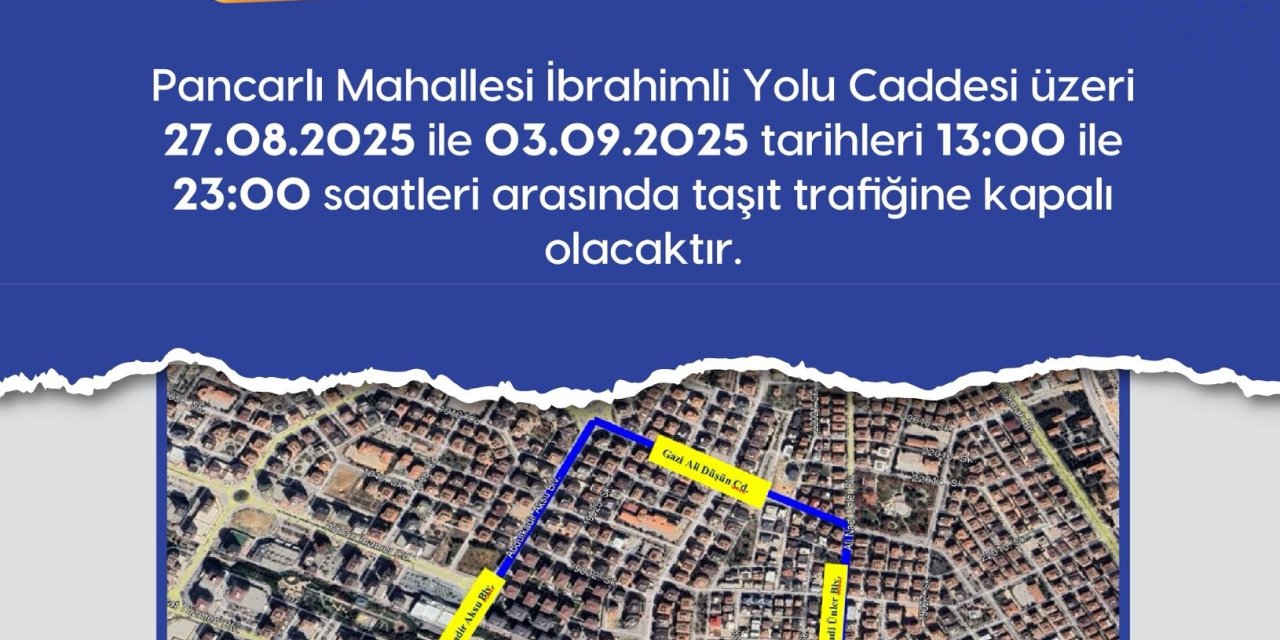 İbrahimli yolu caddesi trafiğe kapanıyor