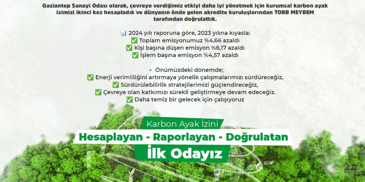 Gaziantep Sanayi Odası’ndan sürdürülebilirlikte öncü adım