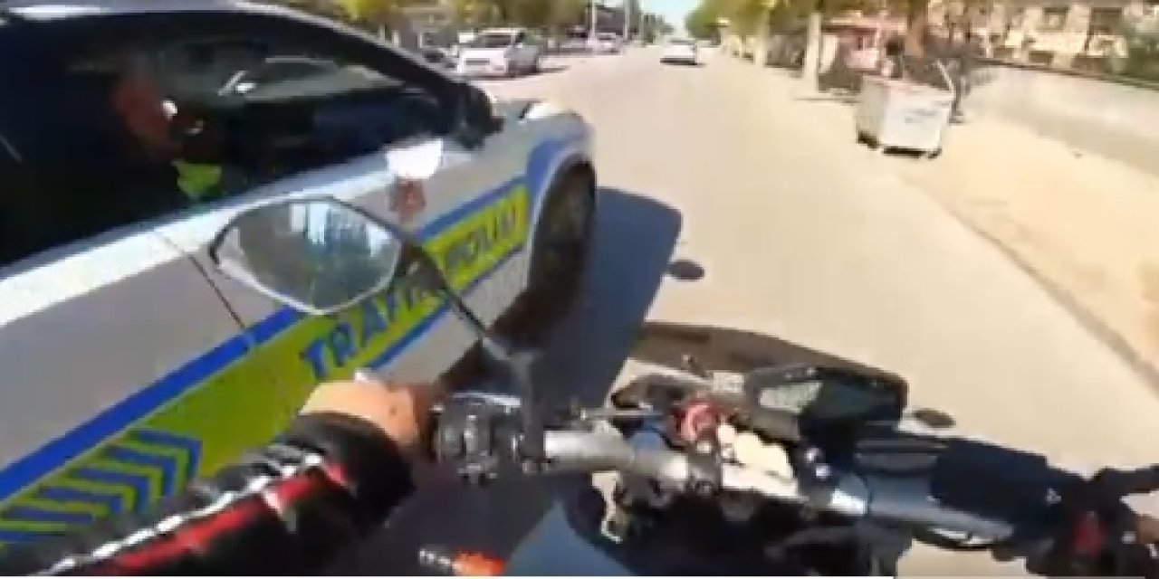 Motosikletli sürücünün tehlikeli seyri takiple son buldu