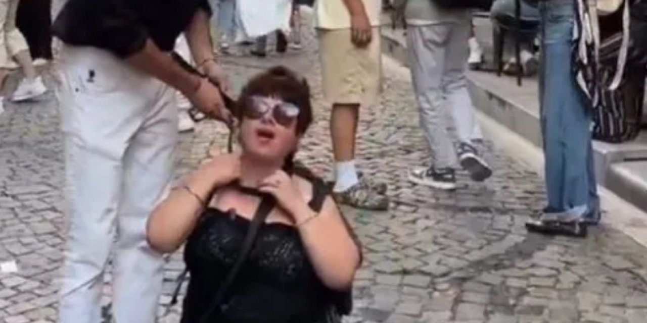 Beyoğlunda tasma taktığı kadınla sokaklarda dolaşan şahıslar gözaltında